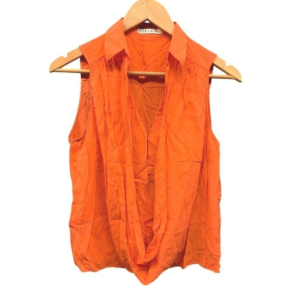 Alice + Olivia Blouse Women's Small Orange Sleeveless Tank Office Career